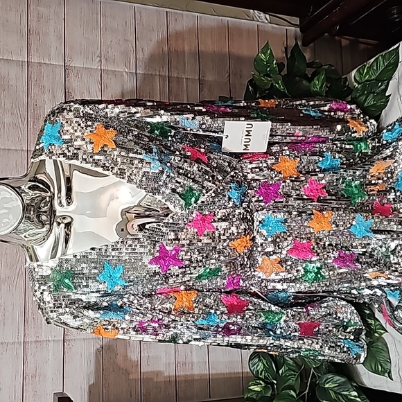 Show Me Your Mumu "Wear Me Out "Rainbow Star Sequin Mini Dress XS - Picture 5 of 14